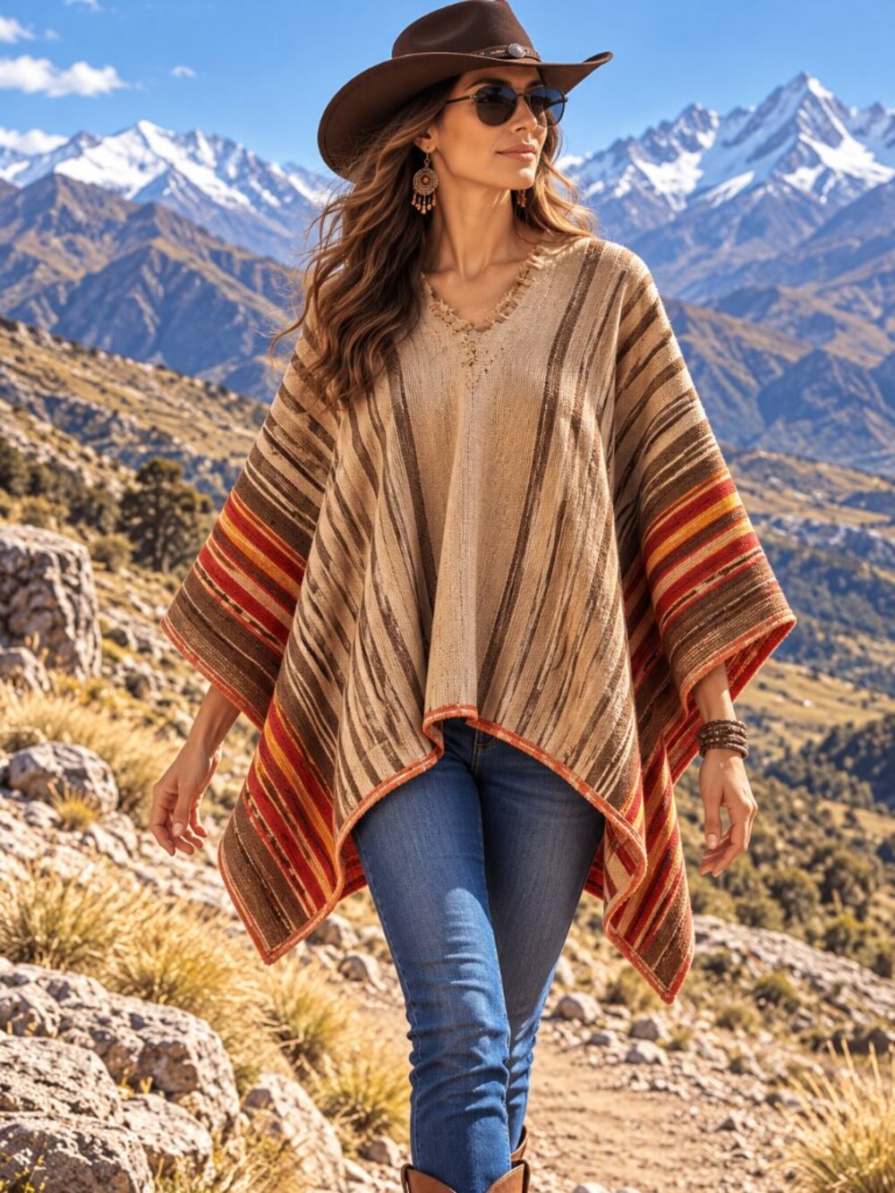 Rare Antique Peruvian Andean Wool Poncho – Handwoven Heritage Textile Unique